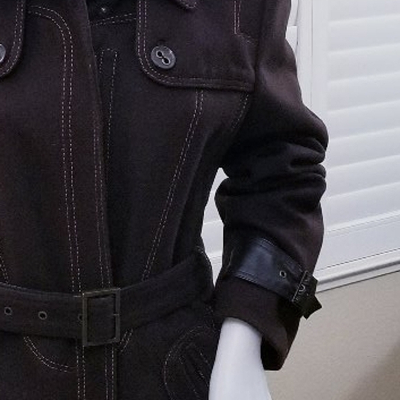 Heavy Wool Blend Belted Winter Coat - Picture 5 of 16